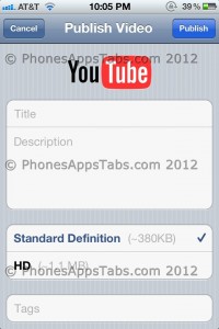adding video to youtube using iPhone