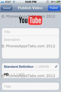 adding video to youtube using iPhone