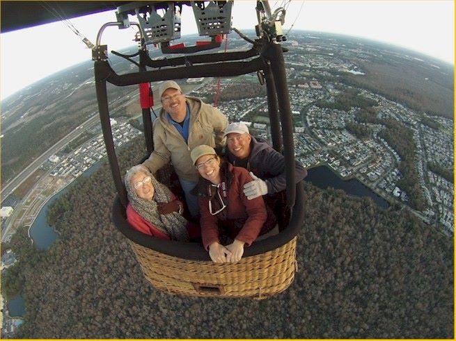 Miss Norma Tim and Raime In Hot Air Balloon