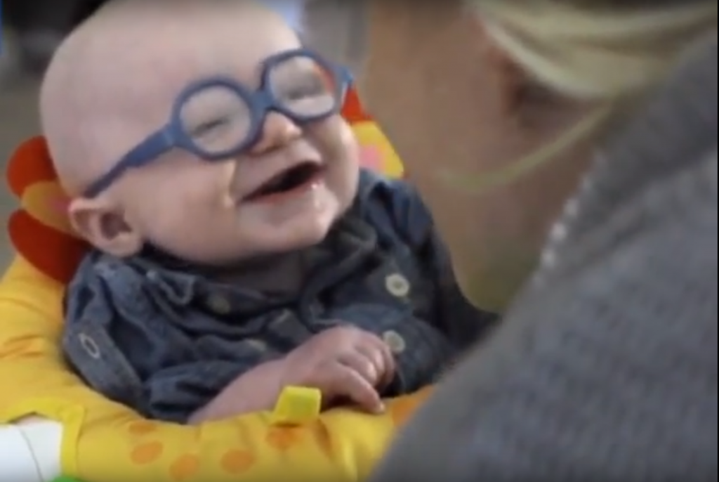 Baby sees his mother for the first time