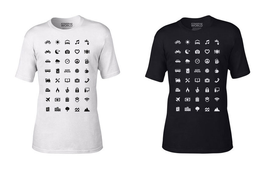 Travel Shirt with 40 Icons to Communicate Without Speaking - Icon Speak